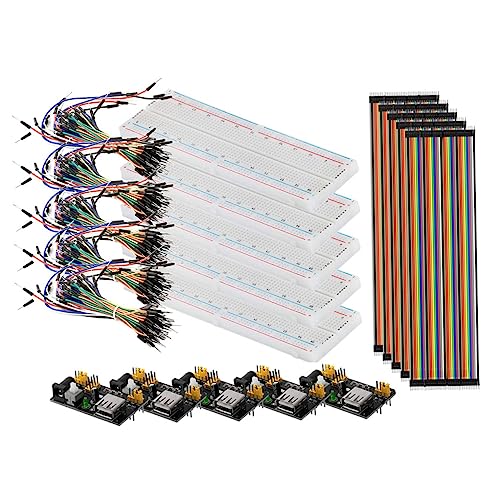 FUNNETOYU Breadboard mit Netzteilmodul Jumper Drähten Lernset für Elektronikprojekte Tragbar Steckbrett von FUNNETOYU