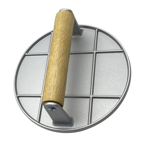 FUNNETOYU Burgerpresse Aluminiumlegierung mit Holzgriff Stabile Pressform für Saftige Patties Ergonomisch Antihaftbeschichtet Geeignet für DIY Burger und Fleischpressen von FUNNETOYU
