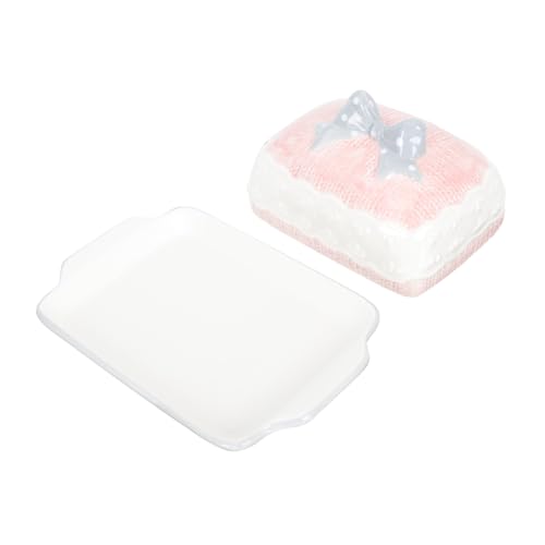 FUNNETOYU Butterdose Aus Keramik Geschirr Gericht Französische Butterdose Weiße Butterschale Bedeckt Empfindlich Groß Platte Speiseteller Porzellan Zarte Butterdose von FUNNETOYU
