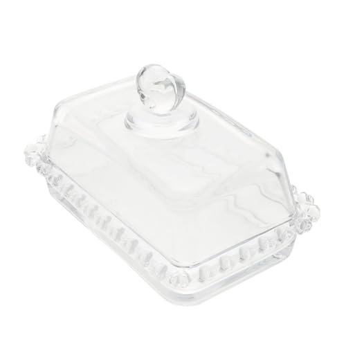 FUNNETOYU Butterdose geformt Container klarer Butterhalter Deckel Abdeckung Butteraufbewahrungstablett butter aufbewahrungsschale Praktisches Buttergericht Butterbehälter Glas Transparent von FUNNETOYU