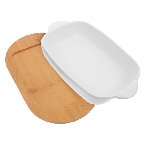 FUNNETOYU Ceramic Auflaufform mit Holzunterlage Rechteckige Backform aus Porzellan Kleine Doppelseitige Backschale Weiß für Ofen und Servierplatte für Aufläufe und Familienfeiern FUNNETOYU Ceramic Auflaufform mit Holzunterlage Rechteckige Backform aus Porzellan Kleine Doppelseitige Backschale Weiß für Ofen und Servierplatte für Aufläufe und Familienfeiern von FUNNETOYU
