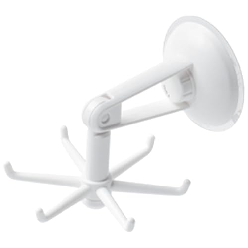 FUNNETOYU Drehbarer Selbstklebender Küchenhaken Multifunktionaler Nagelfreier Utensilienhalter mit Haken Platzsparend Einfache Montage ohne Bohren für Kleine Küchen und Badbereiche Weiß von FUNNETOYU