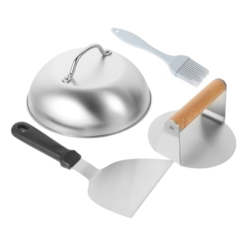 FUNNETOYU Edelstahl Burgerpresse mit Holzgriff Robuste Patty Presse Küchenwerkzeug für Fleischpatties Einfacher Gebrauch für BBQ und Hamburger Zubereitung von FUNNETOYU