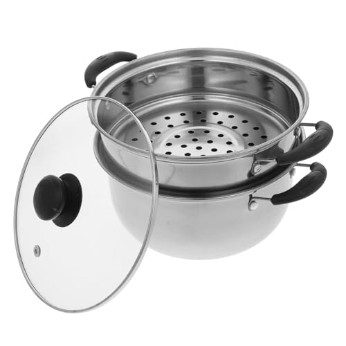FUNNETOYU Edelstahl Dampfgarer Topf Doppelgriff Multifunktionaler Koch Dampftopf mit Extra Dickem Boden Rostfrei Hitzebeständig Kompatibel für Gas Elektroherde für Gesundes Kochen von FUNNETOYU