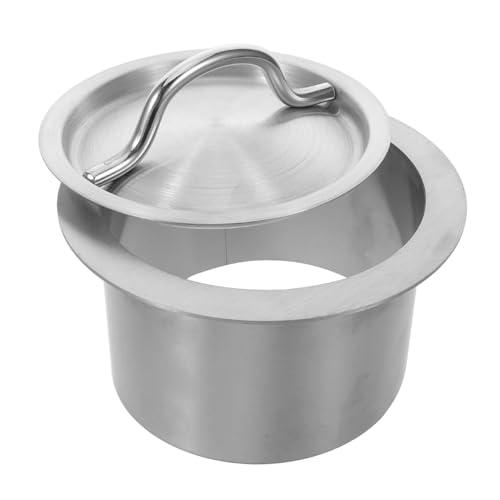 FUNNETOYU Edelstahl Einbau Abfalleimer Deckel Rund Einlass Abfallöffnung Müllschacht Haube für Küchen Arbeitsplatten Kaffee Bars und Gastronomie mit Platzsparendem Design und Leicht zu von FUNNETOYU