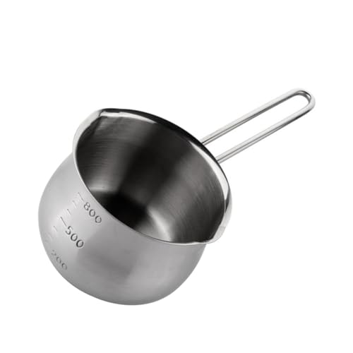 FUNNETOYU Edelstahl Schmelztopf mit Ausguss Rostfrei Kompakt und Leicht für Schokolade Butter Käse Schmelzen Direkt Gasherd oder Grill Erhitzbar Tropffreies Design Hitzebeständig und von FUNNETOYU