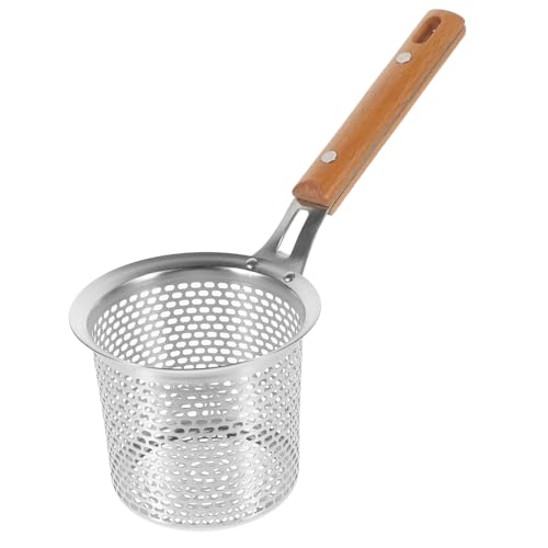 FUNNETOYU Edelstahl Spaghettilöffel mit Feinem Sieb Holzgriff Langlebig und Hitzebeständig Multifunktionaler Küchenutensil zum Abgießen und Servieren von Nudeln für Restaurant und Haushalt von FUNNETOYU