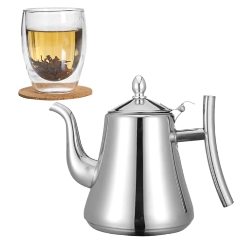FUNNETOYU Edelstahl Teekanne mit Integriertem Siebeinsatz Glänzende Oberfläche Ergonomischer Griff Langlebiger Tee Wasserkessel für Zuhause und Restaurant Natürliche Farbgebung von FUNNETOYU