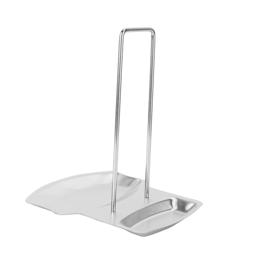 FUNNETOYU Edelstahl Topfdeckel Halter mit Löffelablage Küchenutensilienhalter Glänzend Rostfrei Praktisches Aufbewahrungsständer für Pfannen und Deckel Alltag Küche von FUNNETOYU