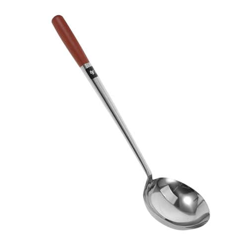 FUNNETOYU Edelstahl Wok-kochlöffel mit Langem Griff Vielseitiger Servierlöffel für Suppen Saucen und Rühren Ergonomisch Robust und Hitzebeständig für Haus und Restaurant von FUNNETOYU
