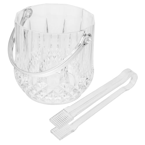 FUNNETOYU Eisbehälter Transparente Eiskübel Eiswürfelzange Design Stabiler Griff Pflegeleicht für Partys und Veranstaltungen von FUNNETOYU