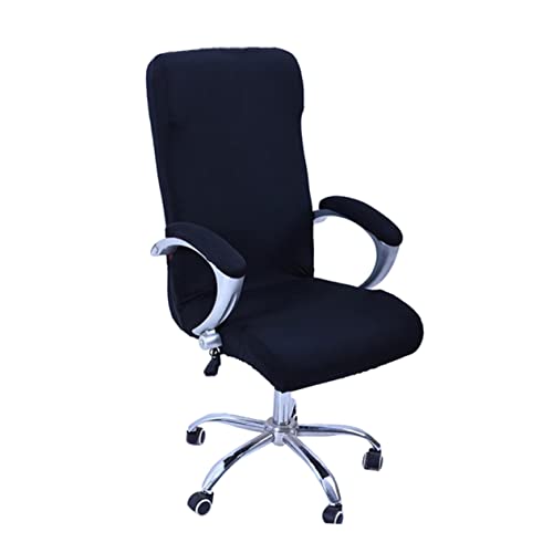FUNNETOYU Elastischer Bürostuhlbezug Stretch Stoff Schonbezug für Drehbaren Chefsessel Schwarz Weich Schnell Trocknend Maschinenwaschbar Schützt Sitz und Rücken von FUNNETOYU