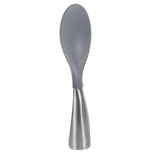 FUNNETOYU Ergonomischer Reislöffel mit Edelstahlgriff Bpa freiem Silikon Hitzebeständig Rutschfest Leicht zu Reinigen für Küche Restaurant und Zuhause Grauer Küchenhelfer von FUNNETOYU
