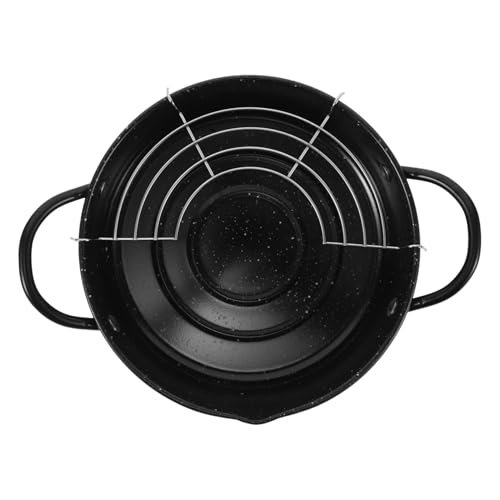 FUNNETOYU Fritteuse mit Filter Kleine Haushalts Frying Pan aus Gusseisen Geeignet für Induktionsherd Gasherd und Elektroherd Energiesparend für Tempura und Chicken Wings von FUNNETOYU