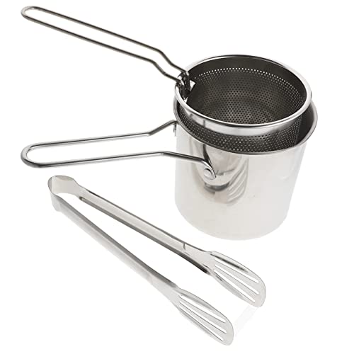 FUNNETOYU Frittiertopf mit Frittierkorb und Zange Multifunktionale Fritteuse für Frühstück Babybrei Robuste Hitzebeständige Pfanne für Induktionskochfelder von FUNNETOYU
