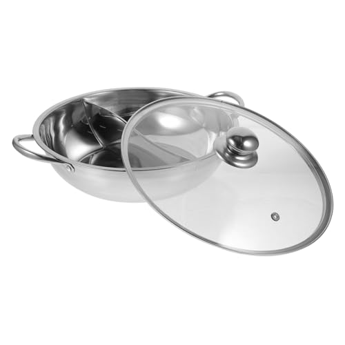 FUNNETOYU Getrennter Hotpot mit Deckel Induktionsgeeignet und Gasherdkompatibel Langlebiger Leicht zu Reinigender Kochtopf mit Trennwand für Vielseitiges Kochen im Haushalt von FUNNETOYU