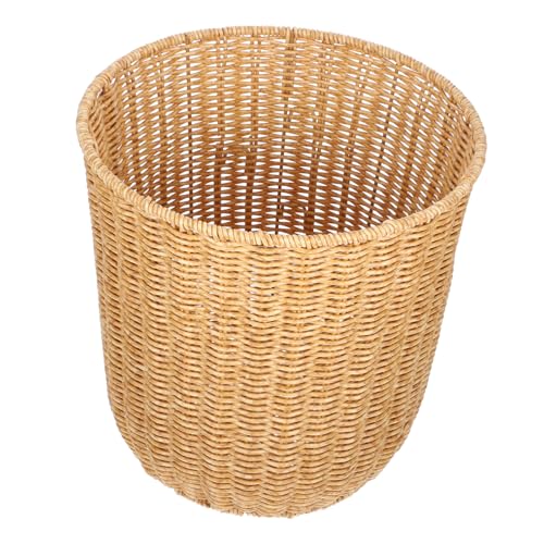 FUNNETOYU Gewebter Mülleimer Kleinkinder Aufbewahrungsbehälter aus Rattan Seegras Weidenkorb Schreibtisch Organizer-Körbe Küchenkorb Korb aus Rattanimitat gewebter Kleinwindkorb Eisen Orange von FUNNETOYU