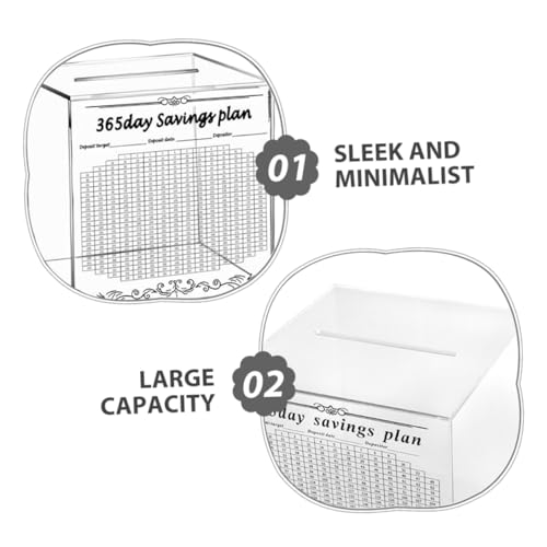 FUNNETOYU Große Acryl Spardose Unzerstörbarer Transparenter Money Storage Cube Sparbox für Erwachsene Minimalistischer und Hoher Kapazität für Effektives Geldsparen von FUNNETOYU