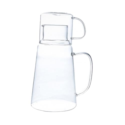 FUNNETOYU Große Glas Karaffe Hitzebeständig für Kalte und Heiße Getränke Separater Behälter für Saft Wasserbehälter für Zuhause Büro Restaurant und Picknick von FUNNETOYU