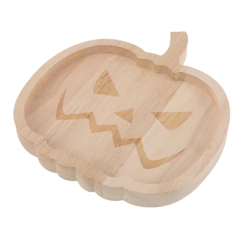 FUNNETOYU Handgeschnitztes Holztablett Kürbisform Vielseitiges Halloween Servierbrett für Snacks Süßigkeiten Salate und Festliche Tischdekoration von FUNNETOYU