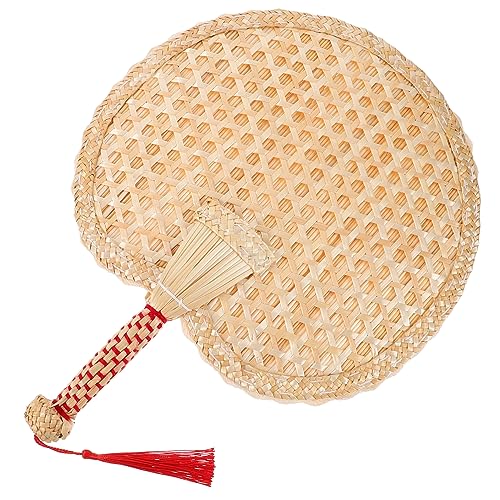 FUNNETOYU Handgewebter Chinesischer Sommer Wegerichfächer aus Handgefertigter Runder Handventilator mit Rustikalem Stil Leichter Flexibler Fächer für Strand Party und Dekoration FUNNETOYU Handgewebter Chinesischer Sommer Wegerichfächer aus Handgefertigter Runder Handventilator mit Rustikalem Stil Leichter Flexibler Fächer für Strand Party und Dekoration von FUNNETOYU