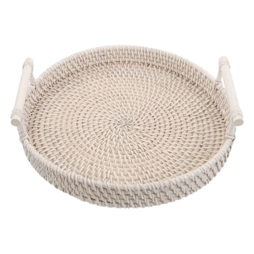 FUNNETOYU Handgewebtes Rundes Rattan-serviertablett mit Weißen Griffen Atmungsaktiv Langlebig Vielseitig für Brot Obst Gästehandtücher Dekoratives Aufbewahrungstablett für Zuhause und Büro FUNNETOYU Handgewebtes Rundes Rattan-serviertablett mit Weißen Griffen Atmungsaktiv Langlebig Vielseitig für Brot Obst Gästehandtücher Dekoratives Aufbewahrungstablett für Zuhause und Büro von FUNNETOYU