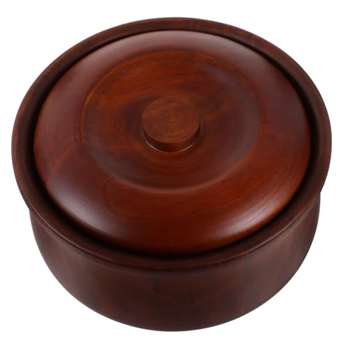 FUNNETOYU Holz Obstschale mit Deckel Retro Snackbox für Zuhause Schlichte Servierschüssel aus Holz für Früchte Nüsse und Süßigkeiten Leicht und Einfach zu Reinigen von FUNNETOYU