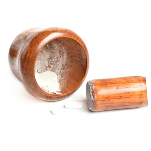 FUNNETOYU Holz und Stößel Set Pedestal Bowl Küchenwerkzeug Ergonomisch Gewürzmühle Knoblauchpresse für Gewürze und Kräuter Einfach zu Reinigen von FUNNETOYU