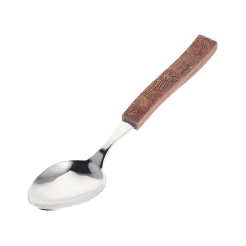 FUNNETOYU Holzgriff Edelstahllöffel Küchen-servierlöffel Bankett-servierutensil Lebensmittelschaufel Utensil Edelstahlschaufel von FUNNETOYU