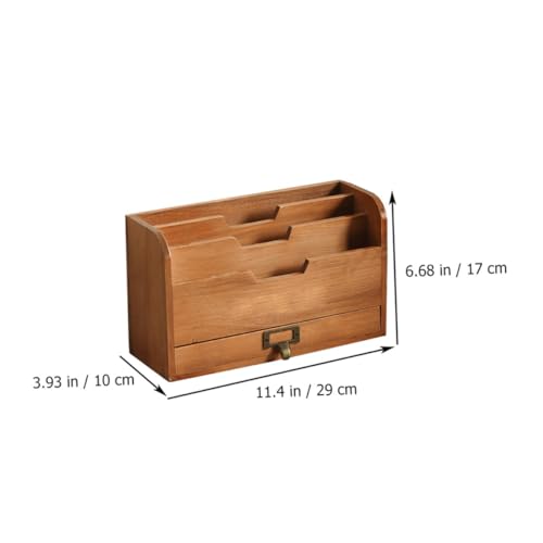 FUNNETOYU Holzregal Schreibtisch Organizer Mehrschichtiges Aufbewahrungsregal Dekorativ Praktisch für Büro Home Study Dorm zur Ablage von Büchern Akten Notizblöcken von FUNNETOYU