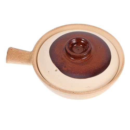 FUNNETOYU Kasserolle Kochen Induktion Großer Kochtopf Deckel Pasta Auflaufschale Suppentopf Suppentöpfe Ton Gericht Terrine Kessel Terrakotta Porzellan Reistopf Beige Keramik von FUNNETOYU