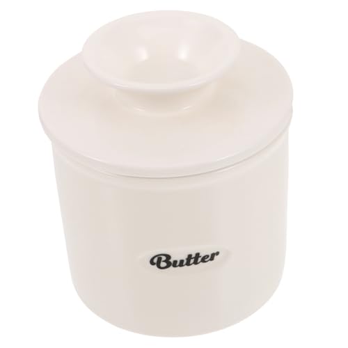 FUNNETOYU Keramik Butterdose Weiß Butterbehälter Reusable Butter Crock Butteraufbewahrung Küchen Butterdose Ohne Messer Sicherer Buttertopf Für Haushalt und Küche von FUNNETOYU