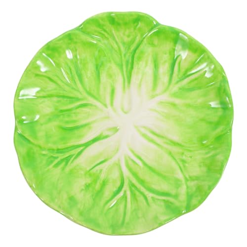 FUNNETOYU Keramik Dessertteller mit Kreativem Kohlblatt Design Multifunktional als Snack und Frühstücksteller Leichtes Porzellan Moderater als für Alltag von FUNNETOYU