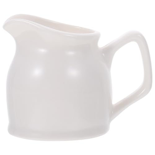 FUNNETOYU Keramik Milchbecher Weiß Klein Multifunktional Milchhalter Hitzebeständig Komfortabler Griff für Zuhause Restaurant Spülmaschinengeeignet Dekorativ von FUNNETOYU