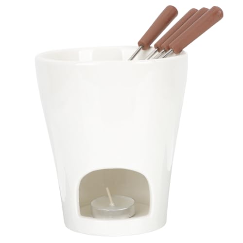 FUNNETOYU Keramik Schmelztopf für Butter Käse Schokolade Fondue Stövchen mit Gabeln Speisenwärmer für Hobbyköche und Genießer FUNNETOYU Keramik Schmelztopf für Butter Käse Schokolade Fondue Stövchen mit Gabeln Speisenwärmer für Hobbyköche und Genießer von FUNNETOYU