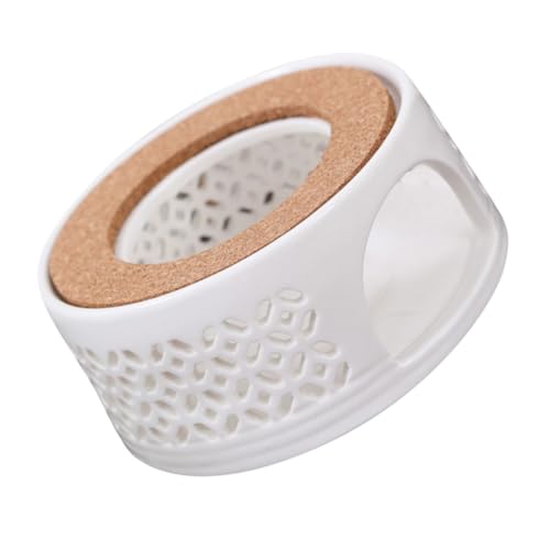 FUNNETOYU Keramik Teekannenwärmer mit Holzsockel Teapot Heating Base für Tee und Speisen Stövchen Keramik Wärmer zum Warmhalten in Wohnzimmer Büro und Teestube Praktisches Stövchen für Tee von FUNNETOYU