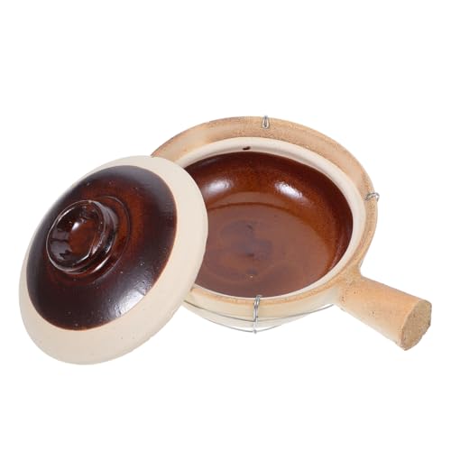 FUNNETOYU Keramik Tontopf mit Deckel Mexikanischer Clay Pot für Herd Spezieller Reistopf für Bibimbap und Casserole für Familienessen Partys und Reisen von FUNNETOYU