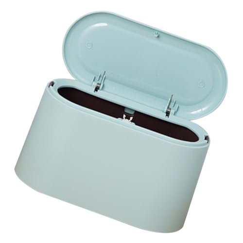 FUNNETOYU Kleiner Desktop Mülleimer mit Druck Deckel Kompakter Mini Abfalleimer aus stabilem PP für Büro Zuhause Schreibtisch Geruchsdicht und Platzsparend für kleine Partikel und kleine von FUNNETOYU
