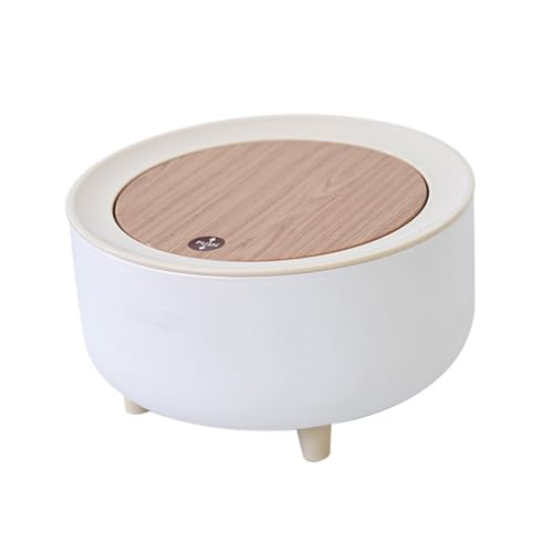 FUNNETOYU Kleiner Desktop Papierkorb mit Deckel Press Tischabfalleimer aus Abs Kompakt für Büro Zuhause Kaffeehaus Moderner Mini Schreibtisch Müllbehälter Platzsparend für Papier und Abfall von FUNNETOYU