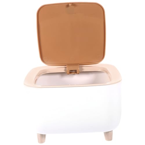 FUNNETOYU Kleiner Weißer Desktop mülleimer mit Deckel Kompakter Abfalleimer für Büro Schlafzimmer Home Office Stabiler Tischabfallbehälter mit Großem Öffnungskomfort von FUNNETOYU