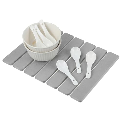 FUNNETOYU Küchentrockenmatte Geschirr Sieb Matte Teller-Trocknungsmatte küchenabtropfmatte Trockenunterlage für Geschirr abtropf drying mat kitchen Diatomeenschlamm Hellgrau FUNNETOYU Küchentrockenmatte Geschirr Sieb Matte Teller-Trocknungsmatte küchenabtropfmatte Trockenunterlage für Geschirr abtropf drying mat kitchen Diatomeenschlamm Hellgrau von FUNNETOYU