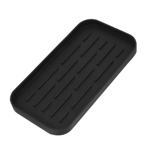 FUNNETOYU Lebensmittelechte Silikon Abtropfmatte Schwarz Rutschfeste Geschirr Abtropfschale für Küchentheke und Spüle Vielseitige Wasserdichte Tischunterlage für Besteck Obst und Gemüse von FUNNETOYU