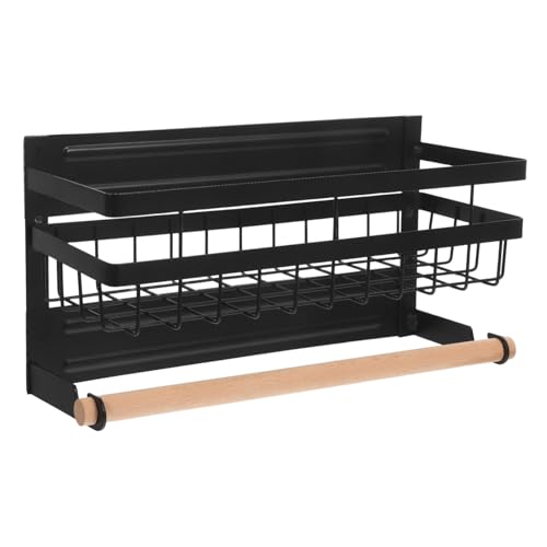 FUNNETOYU Magnetisches Küchenregal Schwarz mit Starkem Haftmagnet Gewürzregal und Kühlschrank-organizer Platzsparend Rostbeständig Vielseitig für Gewürze und Küchenutensilien von FUNNETOYU