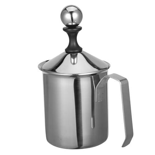FUNNETOYU Manueller Milchaufschäumer aus Edelstahl Milchkännchen Handlicher Milchaufschäumer für Cappuccino Latte Art Präzises Milchaufschäumen Zuhause und Kaffeezubereitung von FUNNETOYU