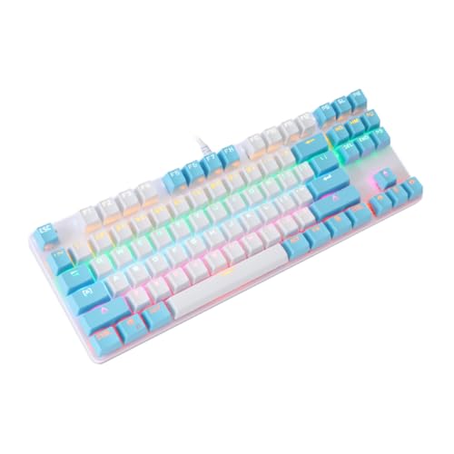 FUNNETOYU Mechanische Tastatur Tasten Blaues Schalter Design USB Kabelgebundenes Computer Keyboard für Büro Home Office Gaming mit Key Key Rollover und Langlebigen Hintergrundbeleuchteten von FUNNETOYU
