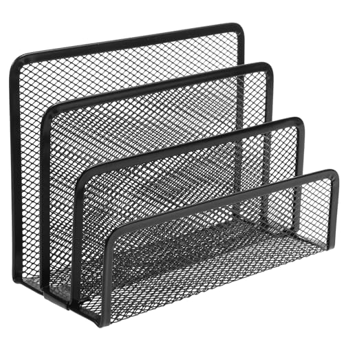 FUNNETOYU Metallgeflecht Desktop Organizer Schwarz Aktenordner für Zeitschriften Bücher und Dokumente für Heimbüro und Arbeitsplatz Langlebig und Modern im Design von FUNNETOYU