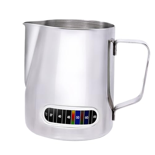 FUNNETOYU Milchaufschäumer Kännchen aus Edelstahl mit Integriertem Thermometer Temperaturkontrollierter Milchschaumbehälter für Espresso Cappuccino Latte Art Geeignet für Zuhause Restaurant FUNNETOYU Milchaufschäumer Kännchen aus Edelstahl mit Integriertem Thermometer Temperaturkontrollierter Milchschaumbehälter für Espresso Cappuccino Latte Art Geeignet für Zuhause Restaurant von FUNNETOYU