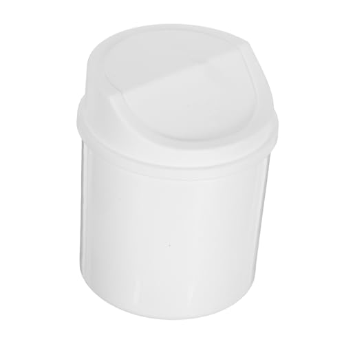 FUNNETOYU Mini-Desktop-Mülleimer Schreibtisch Abfalleimer Desktop -Abfallbehälter Kleine Müll mit Deckel kleiner Abfallkorb kleiner Schreibtisch-Mülleimer Tisch Plastik Weiß von FUNNETOYU
