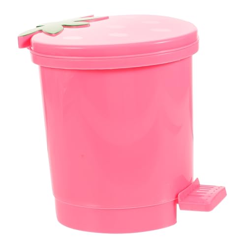 FUNNETOYU Mini Mülleimer mit Deckel Kleiner Tisch Abfalleimer für Büro und Schlafzimmer Stilvoller Papierkorb ohne Geruch Platzsparender Desktop Wastebasket in Rosa von FUNNETOYU