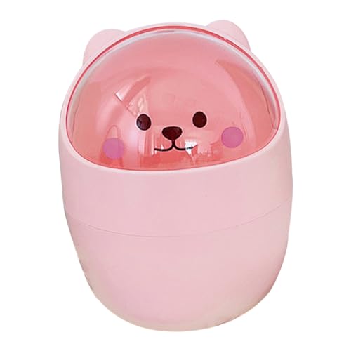 FUNNETOYU Mini Mülleimer mit Deckel Süßer Cartoon Bären Abfallbehälter für Schreibtisch Zuhause und Büro Vielseitig Einsetzbar Gerüche von FUNNETOYU